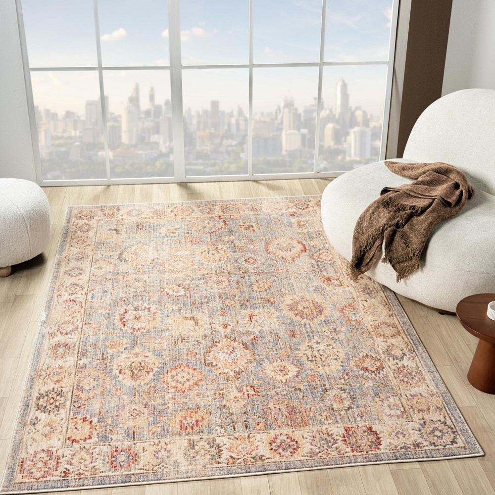 Alia 513AH Traditional Border Rugs in Beige Light Brown